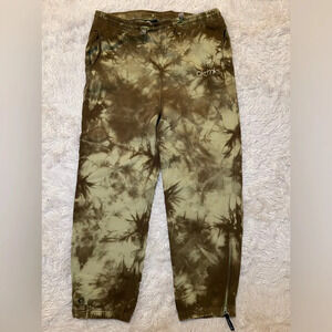 Amademiks tie dye joggers sweatpants drawstrings zip hem pockets khaki size XL